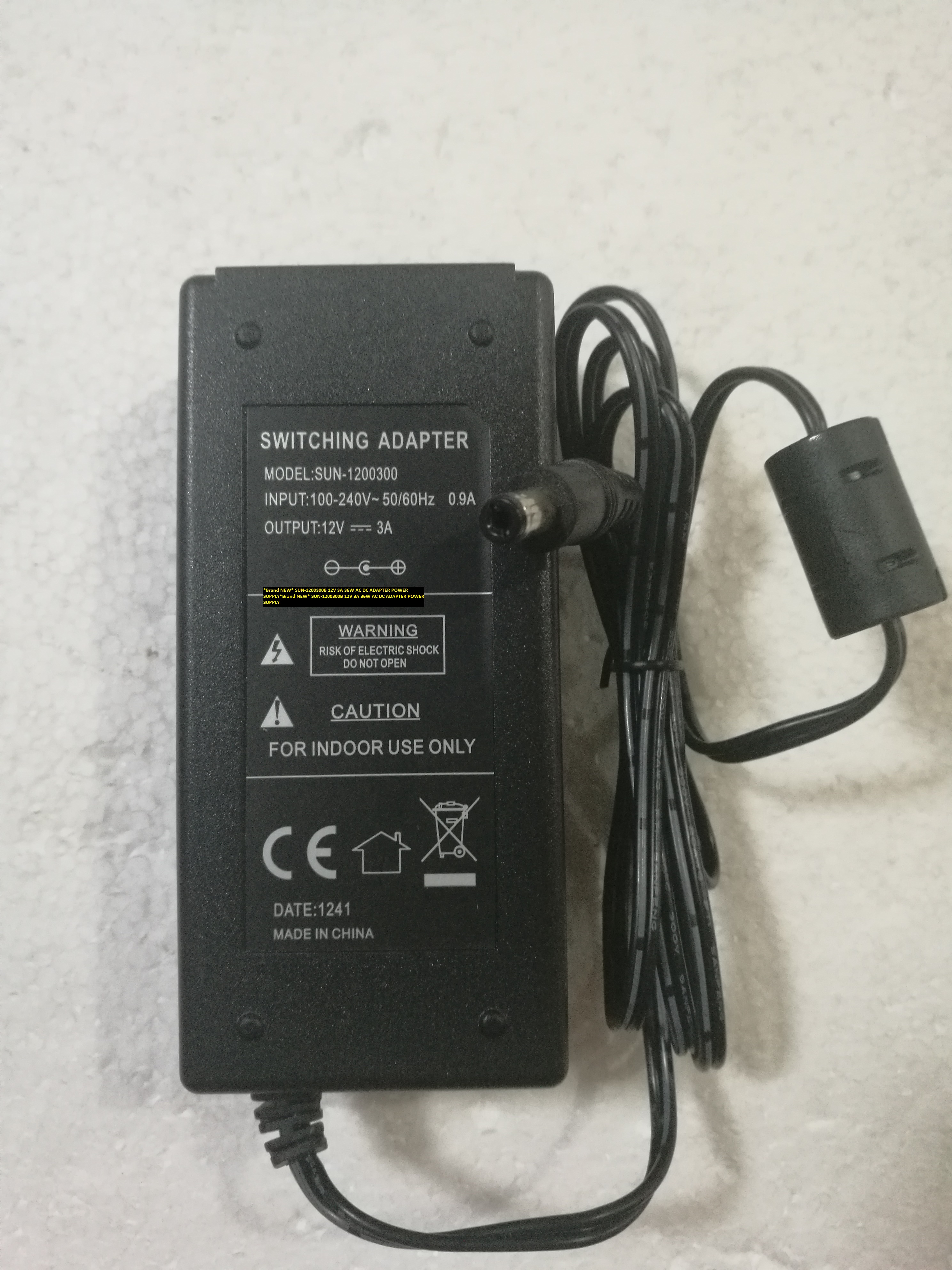 *Brand NEW* SUN-1200300B 12V 3A 36W AC DC ADAPTER POWER SUPPLY